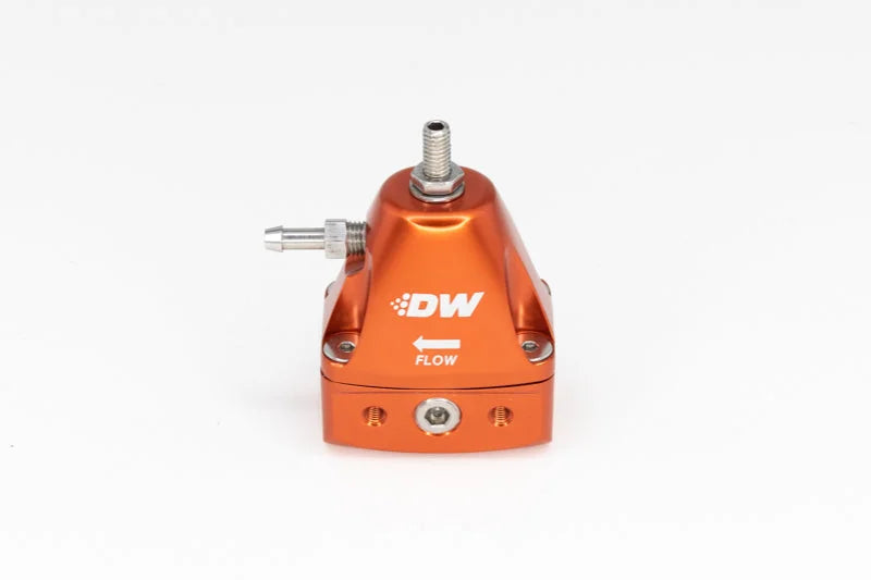 DeatschWerks DWR1000iL In-Line Adjustable Fuel Pressure Regulator - Orange - Side View