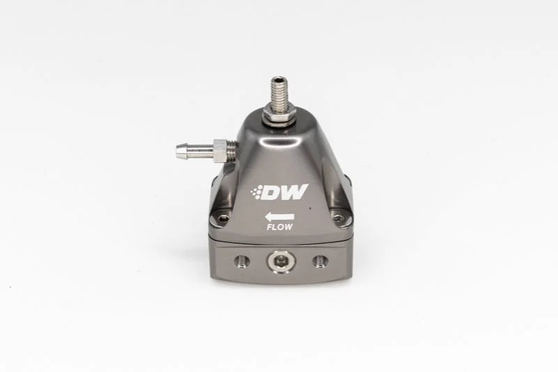 DeatschWerks DWR1000iL In-Line Adjustable Fuel Pressure Regulator - Titanium - Side View