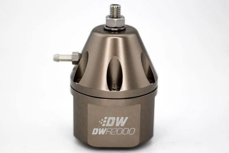 DeatschWerks DWR2000 Adjustable Fuel Pressure Regulator - Titanium - Side View