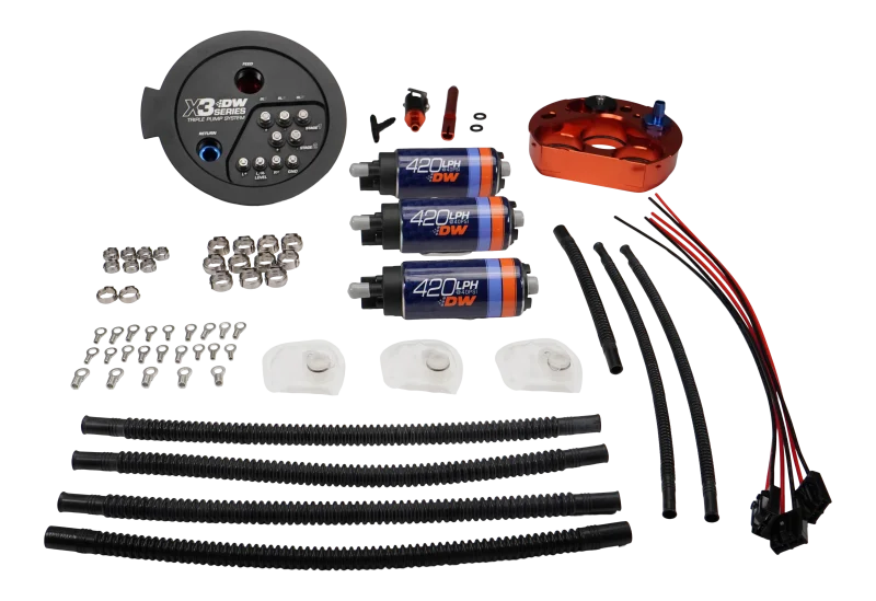 DeatschWerks Fuel Pump Module w/ Triple DW420s fits 2021-2024 BMW M3 / M4 G8X / 2020-2026 Toyota GR Supra A90 / A91 - Side...