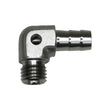 Load image into Gallery viewer, DeatschWerks Metric M12 to 3/8in Hose Barb 90-Degree Fitting w/ Venturi Port - Anodized DW Titanium - Main Product View