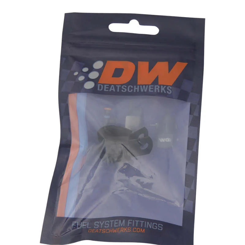 DeatschWerks Rubber Cushioned P-Clamp for 6AN Hose - 9.5mm Clamp Id - Anodized Matte Black - Side View