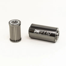 Load image into Gallery viewer, DeatschWerks Stainless Steel 10AN 10 Micron Universal Inline Fuel Filter Housing Kit (110mm) - Main Product View