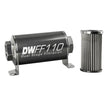 Load image into Gallery viewer, DeatschWerks Stainless Steel 10AN 10 Micron Universal Inline Fuel Filter Housing Kit (110mm) - Side View