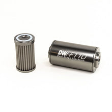 Load image into Gallery viewer, DeatschWerks Stainless Steel 10AN 100 Micron Universal Inline Fuel Filter Housing Kit (110mm) - Main Product View