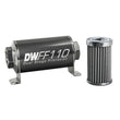 Load image into Gallery viewer, DeatschWerks Stainless Steel 10AN 100 Micron Universal Inline Fuel Filter Housing Kit (110mm) - Side View