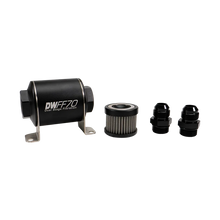 Load image into Gallery viewer, DeatschWerks Stainless Steel 10AN 5 Micron Universal Inline Fuel Filter Housing Kit (70mm)