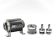Load image into Gallery viewer, DeatschWerks Stainless Steel 3/8in 10 Micron Universal Inline Fuel Filter Housing Kit (70mm) - Side View