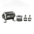 Load image into Gallery viewer, DeatschWerks Stainless Steel 3/8in 40 Micron Universal Inline Fuel Filter Housing Kit (70mm) - Side View