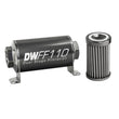 Load image into Gallery viewer, DeatschWerks Stainless Steel 8AN 40 Micron Universal Inline Fuel Filter Housing Kit (110mm) - Side View