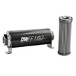 Load image into Gallery viewer, DeatschWerks Stainless Steel 8AN 40 Micron Universal Inline Fuel Filter Housing Kit (160mm) - Side View
