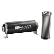 Load image into Gallery viewer, DeatschWerks Stainless Steel 8AN 40 Micron Universal Inline Fuel Filter Housing Kit (160mm) - Side View