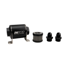 Load image into Gallery viewer, DeatschWerks Stainless Steel 8AN 40 Micron Universal Inline Fuel Filter Housing Kit (70mm)