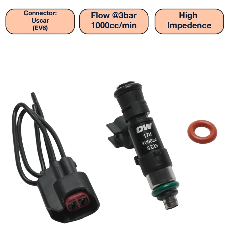 DeatschWerks Universal 1000cc Single Fuel Injector / 48mm Length / 14mm O-Ring Seals