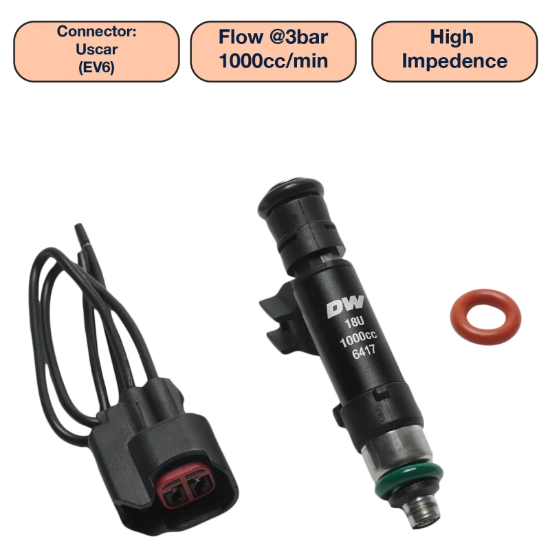 DeatschWerks Universal 1000cc Single Fuel Injector / 60mm Length / 14mm O-Ring Seals