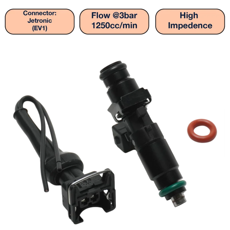 DeatschWerks Universal 1250cc Single Fuel Injector / 60mm Length / 14mm O-Ring Seals