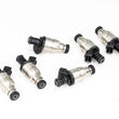 Load image into Gallery viewer, DeatschWerks Universal 1800cc Low Impedance 14mm Upper Injector - Set of 6 - Back View