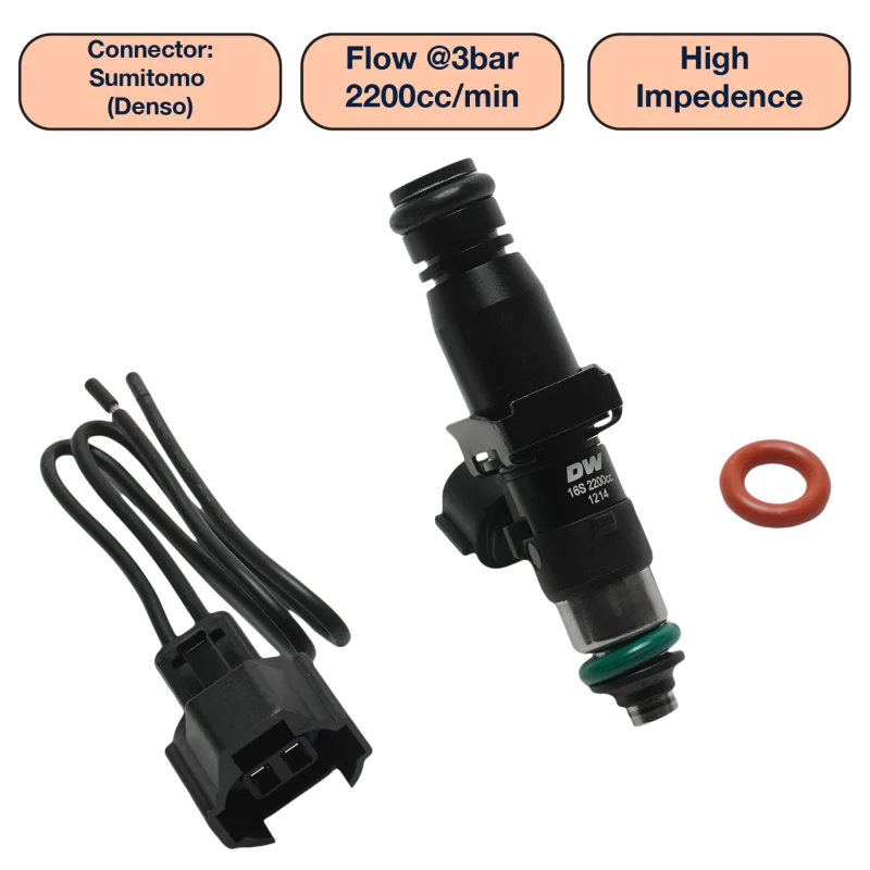 DeatschWerks Universal 2200cc Single Fuel Injector / 60mm Length / 14mm O-Ring Seals