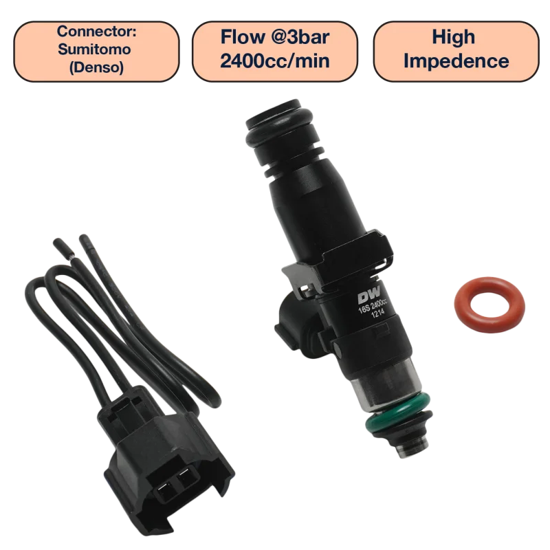 DeatschWerks Universal 2400cc Single Fuel Injector / 60mm Length / 14mm O-Ring Seals