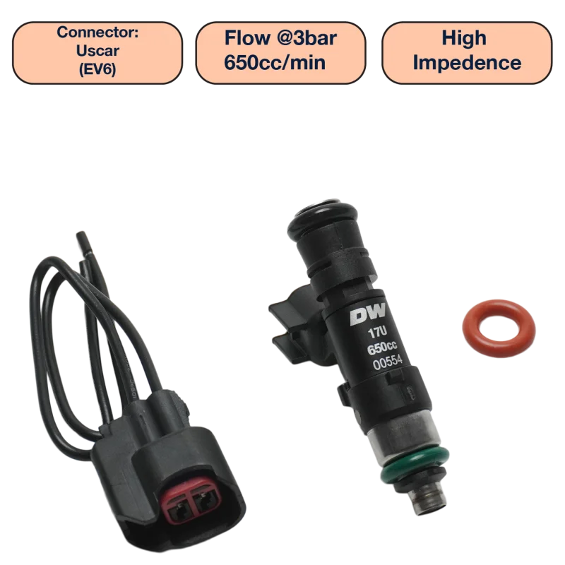 DeatschWerks Universal 650cc Single Fuel Injector / 48mm Length / 14mm O-Ring Seals