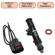Load image into Gallery viewer, DeatschWerks Universal 650cc Single Fuel Injector / 60mm Length / 14mm O-Ring Seals