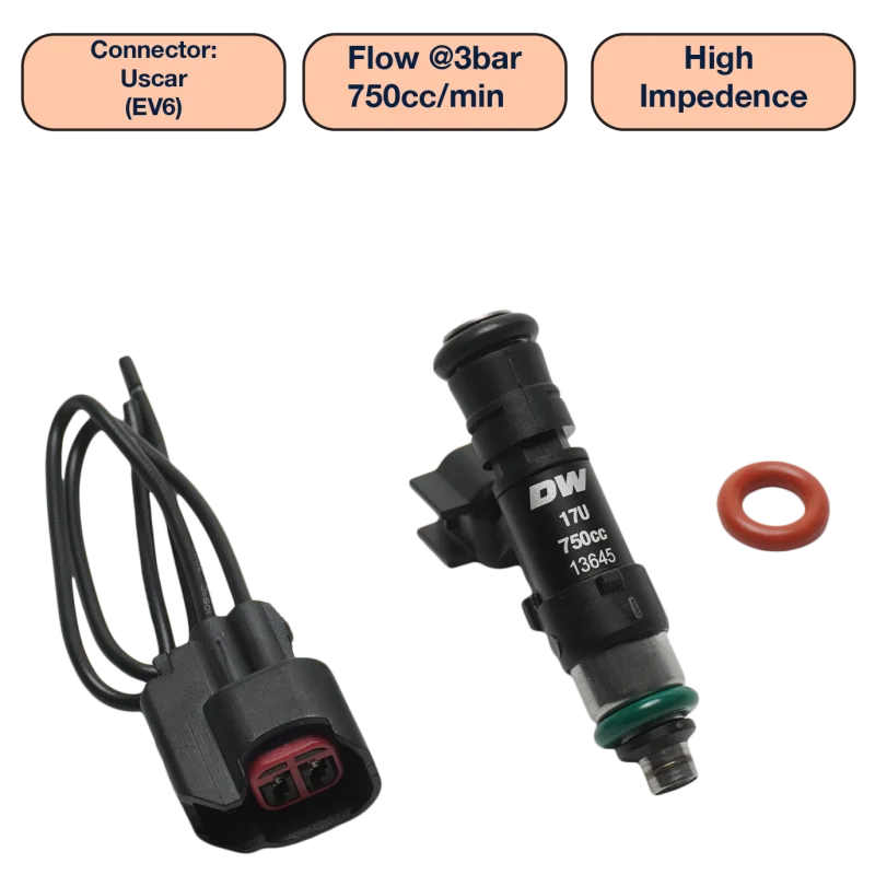 DeatschWerks Universal 750cc Single Fuel Injector / 48mm Length / 14mm O-Ring Seals