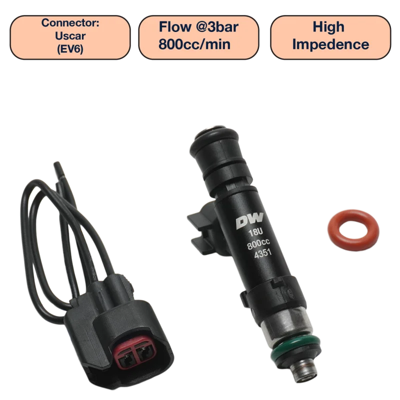 DeatschWerks Universal 800cc Single Fuel Injector / 60mm Length / 14mm O-Ring Seals