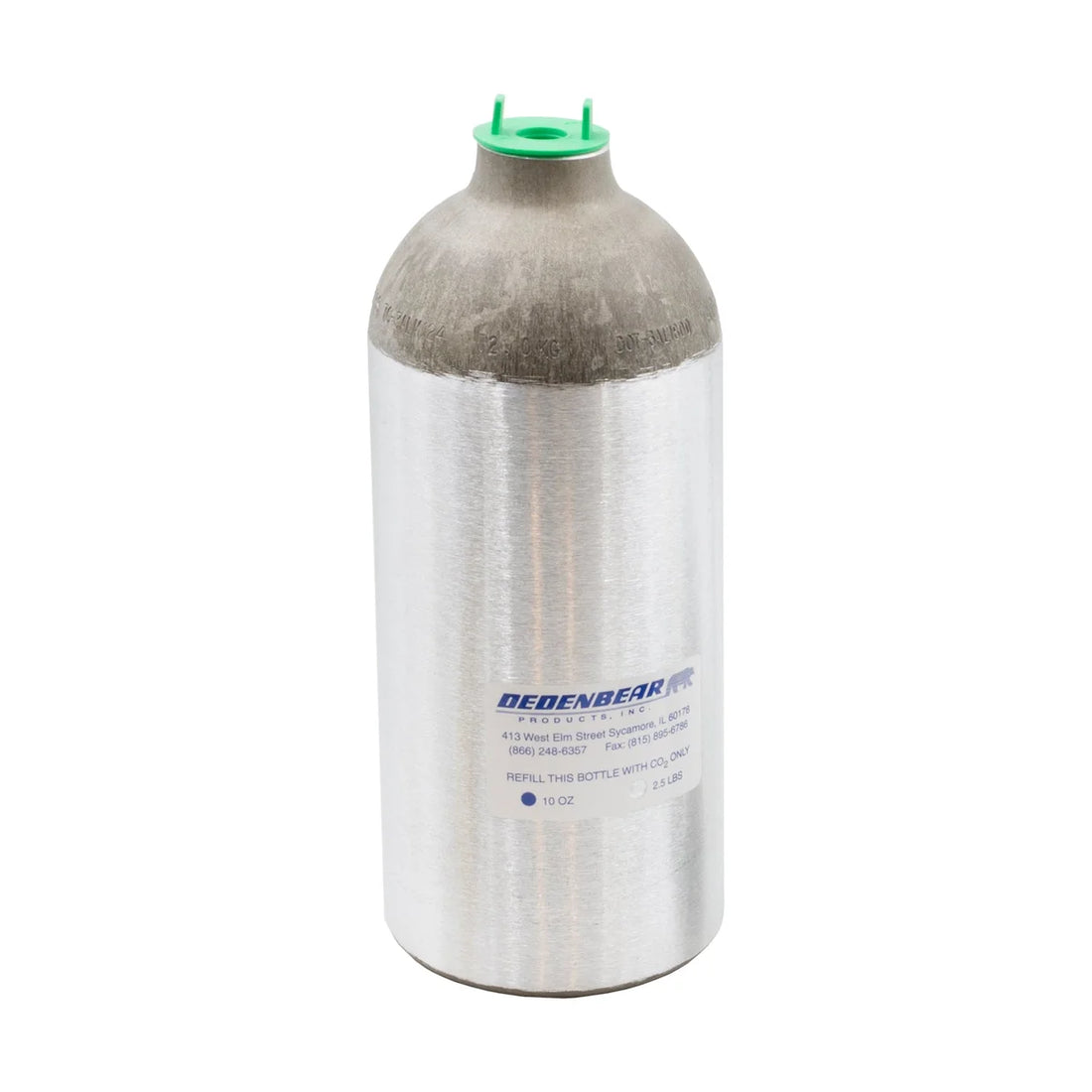 Dedenbear CO2 BOTTLE KIT, COMPLETE KIT INCLUDES 2.5 LB. BOTTLE, VALVE, REGULATOR & TUBING AB25K - Side View