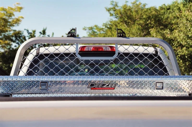 Deezee 13-23 Dodge/Ram Ram Cargo Management Cab Rack - Silver Mesh - Side View
