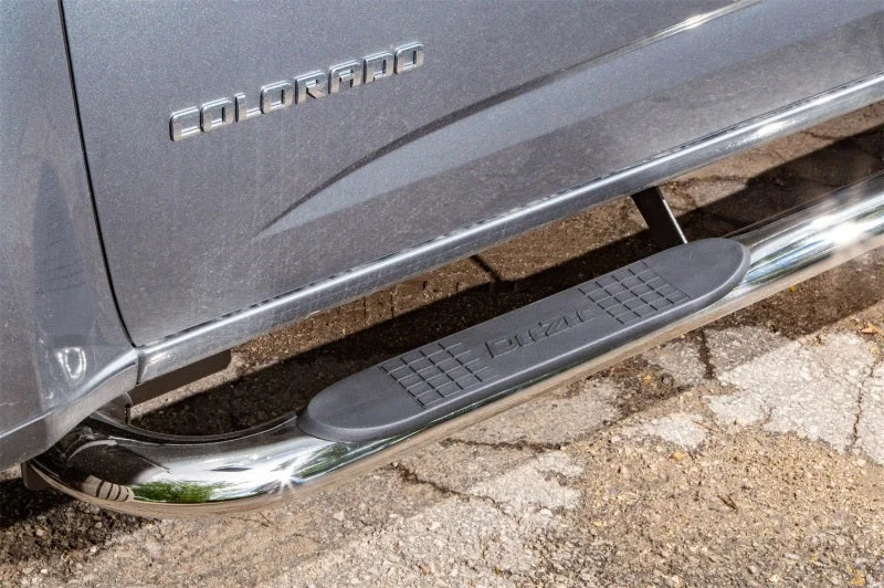 Deezee 14-18 Chevrolet Silverado Tubes - 4In Oval Stainless Polished (CrewCab) - Side View