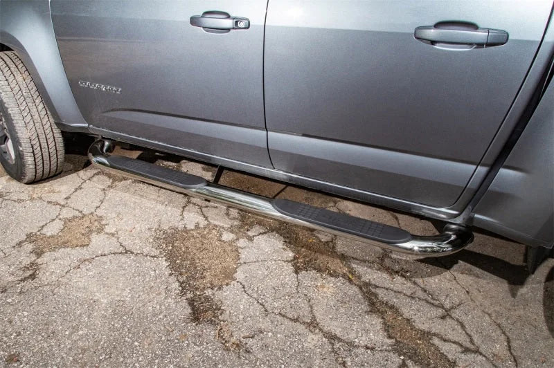Deezee 14-18 Chevrolet Silverado Tubes - 4In Oval Stainless Polished (CrewCab) - Back View