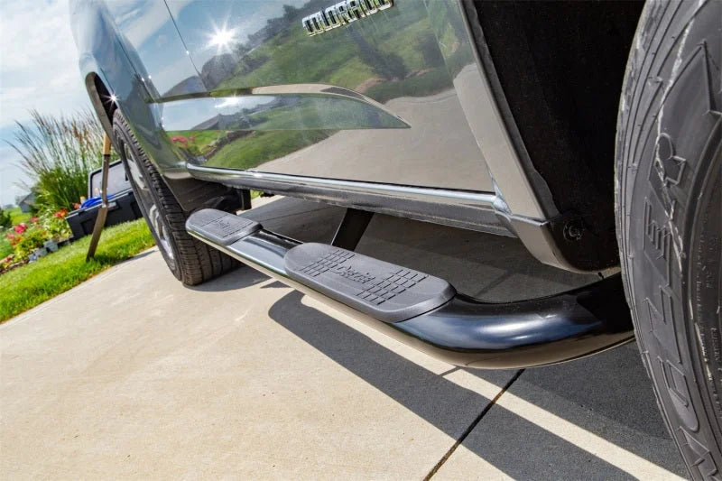 Deezee 14-19 Chevrolet Silverado Tubes - 4In Oval Black Steel CrewCab - Side View