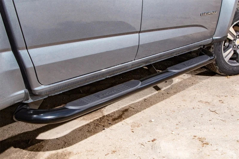 Deezee 14-19 Chevrolet Silverado Tubes - 4In Oval Black Steel CrewCab - Installation View