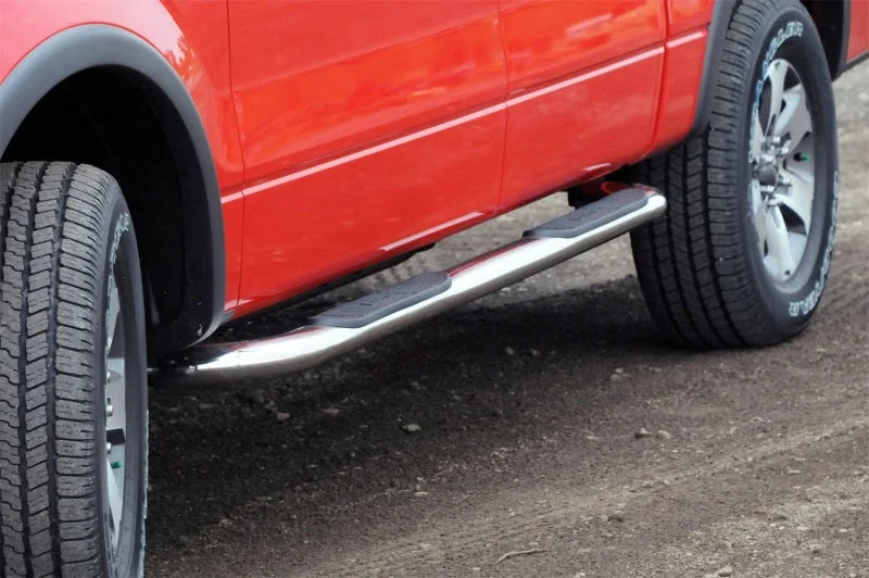 Deezee 15-2022 Ford F150/SuperDuty Tubes - 3In Round Stainless Polished CrewCab - Side View
