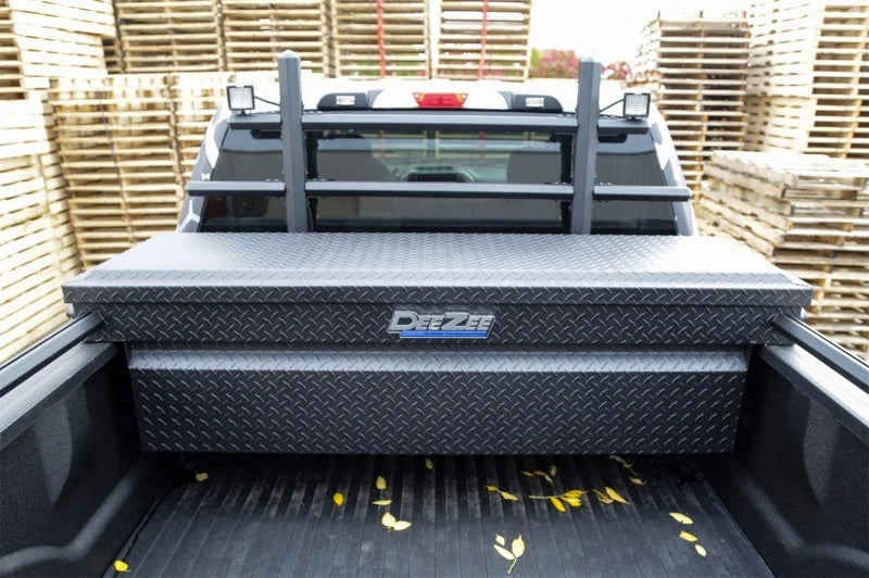 Deezee 17-23 Ford SuperDuty Cargo Management Cab Rack - Txt Blk - Side View