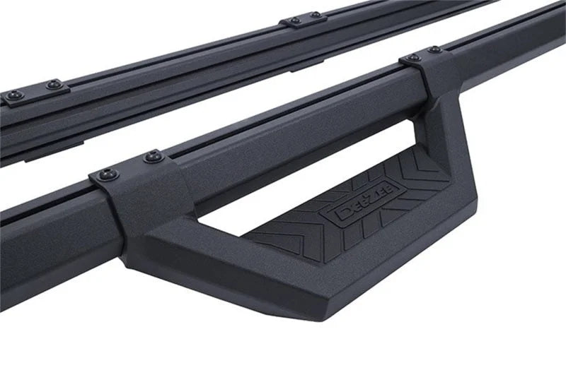 Deezee 99-23 Chevrolet/GMC/Dodge/Ford Full Size Truck Hex Cast -Super Cab Side Steps (Txt Blk) - Installation View
