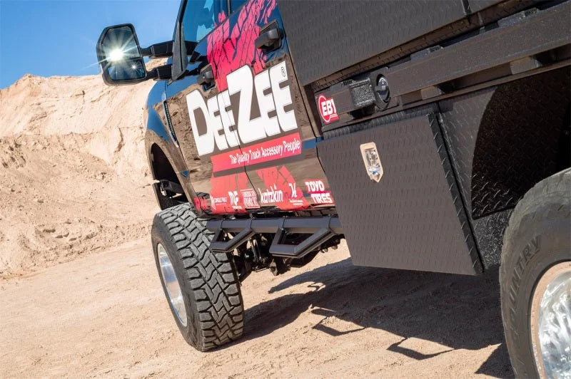 Deezee 99-23 Chevrolet/GMC/Dodge/Ford Full Size Truck Hex Series -Super Cab Side Steps (Txt Blk) - Side View