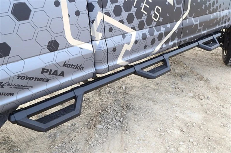 Deezee 99-23 Chevrolet/GMC/Dodge/Ford Full Size Truck Hex Series - 112In Side Steps (Txt Blk) - Side View
