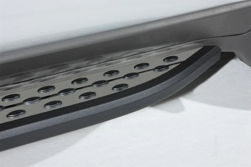 Deezee Universal Running Board Universal Cross Utility Vehicle NXc (Stainless Top w Blk Trim) - Side View