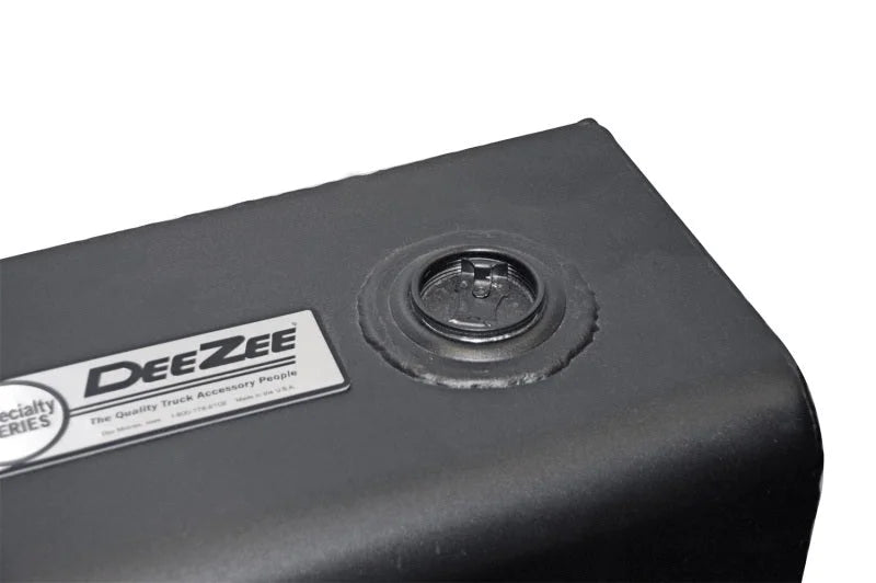 Deezee Universal Tanks - Auxiliary Short Rectangle Black Steel - Back View