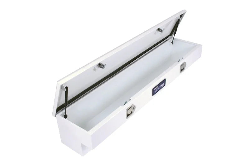 Deezee Universal Tool Box - Hardware Side Mount - White 60In - Back View