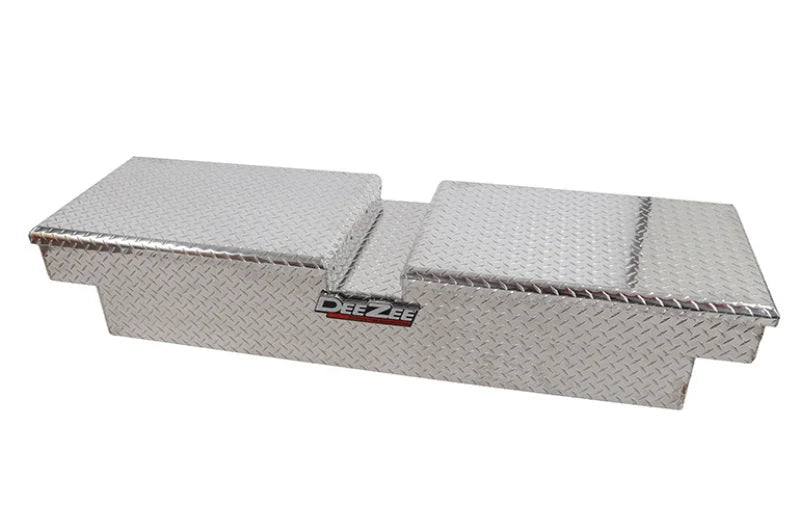 Deezee Universal Tool Box - Red Crossover - Double BT Alum Mid Size - Side View