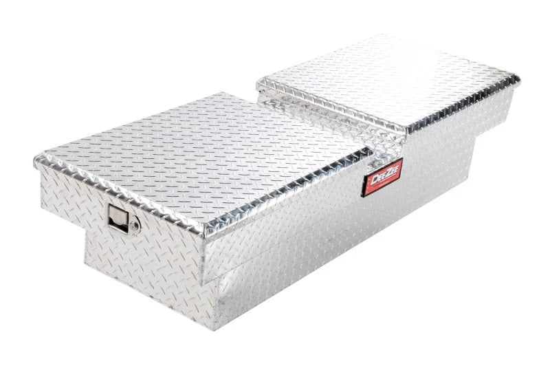 Deezee Universal Tool Box - Red Crossover - Double BT Alum Mid Size - Back View