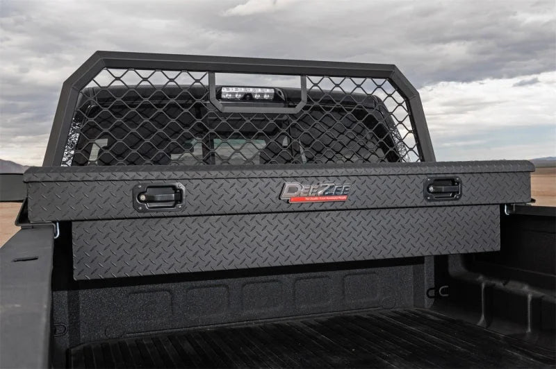 Deezee Universal Tool Box - Red Crossover - Single Lid Black BT (Txt Blk) - Back View