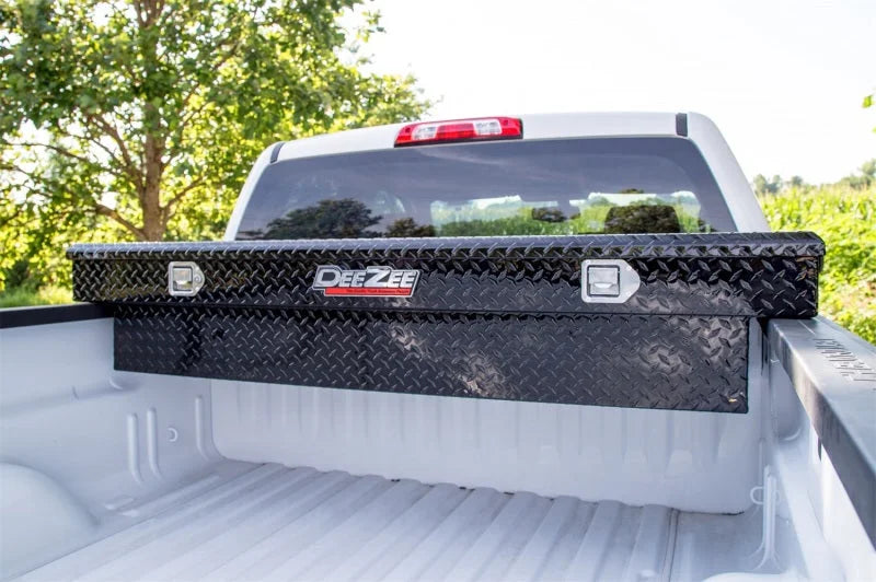Deezee Universal Tool Box - Red Crossover - Single Lid Black BT Full Size - Side View