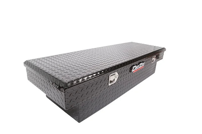 Deezee Universal Tool Box - Red Crossover - Single Lid Black BT Mid Size - Back View