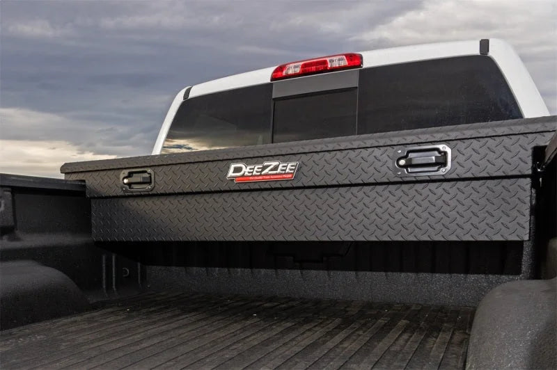 Deezee Universal Tool Box - Red Crossover - Single Lid Black BT Pull Handle (Low/Txt Blk) - Side View