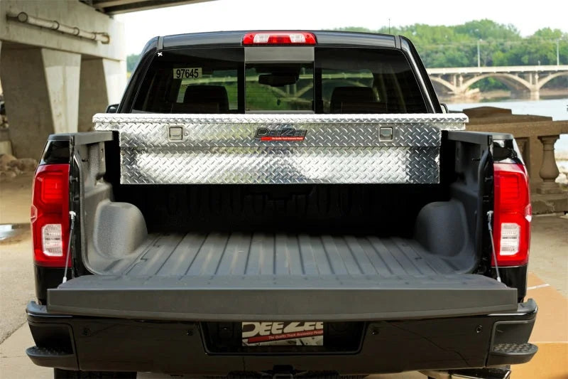 Deezee Universal Tool Box - Red Crossover - Single Lid BT Alum - Side View