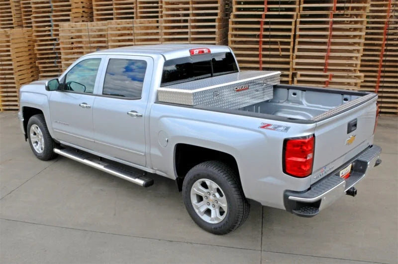 Deezee Universal Tool Box - Red Crossover - Single Lid BT Alum Full Size - Installation View