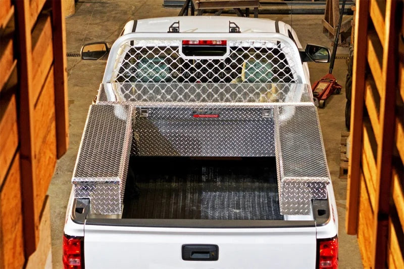 Deezee Universal Tool Box - Red Crossover - Single Lid BT Alum Full Size (Deep) - Back View